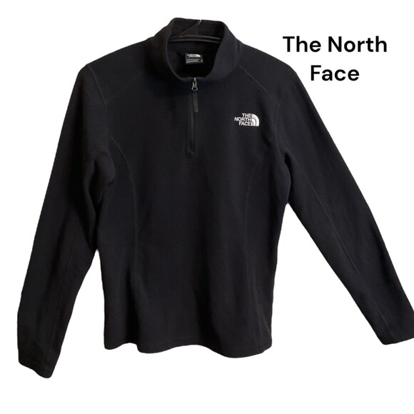 The North Face Black Quarter Zip Fleece Pullover Jacket Women's Sz S Activewear - Picture 1 of 6